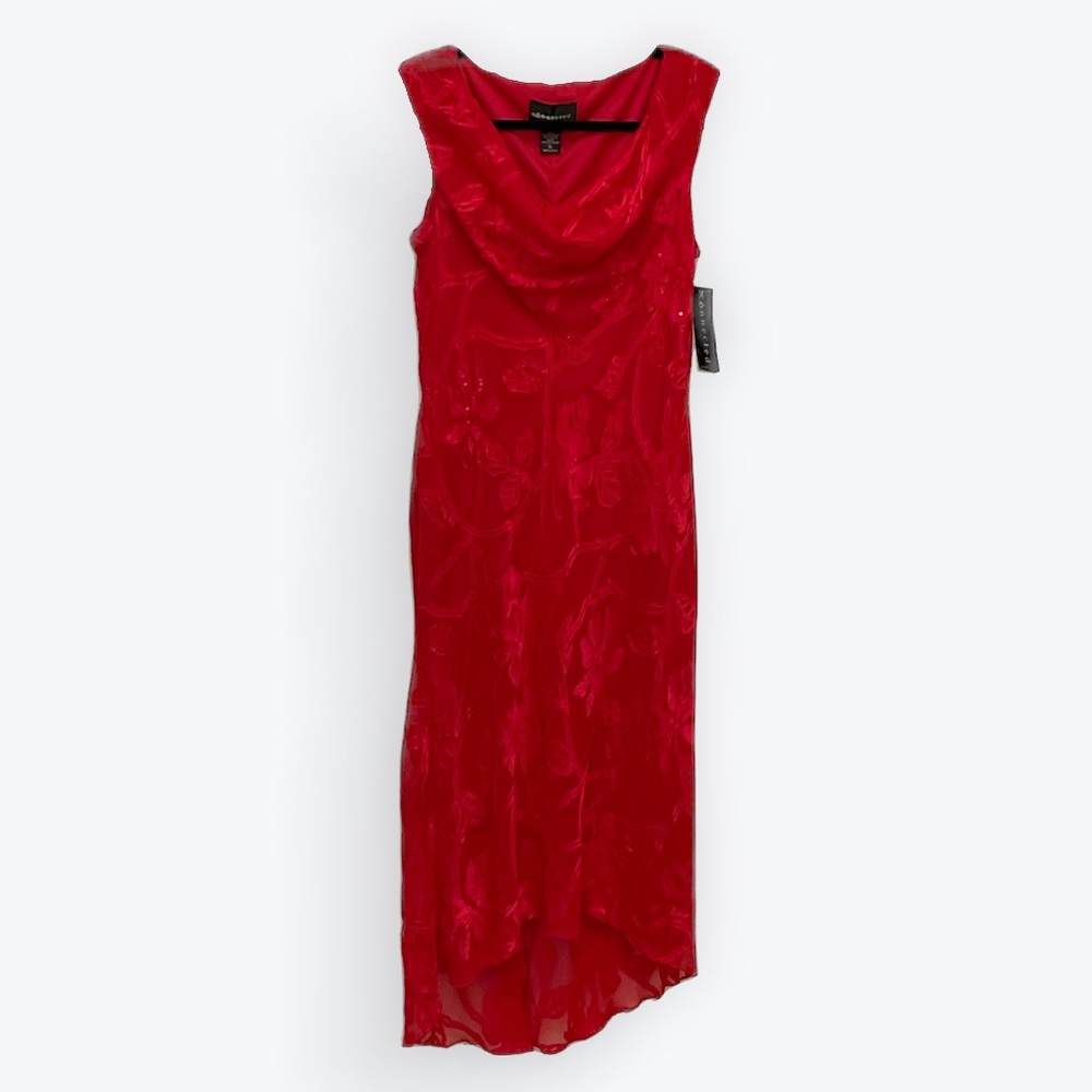 Red Dress w/Cowl Neckline and Beading
